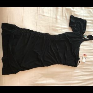 Formal one shoulder black dress. NEW WITH TAGS.
